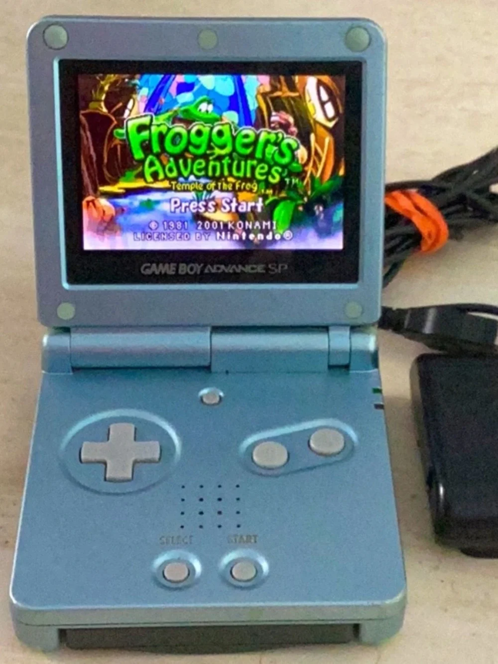 Nintendo Game Boy Advance SP Console Back Lit AGS-101 Pearl Blue Charger Working